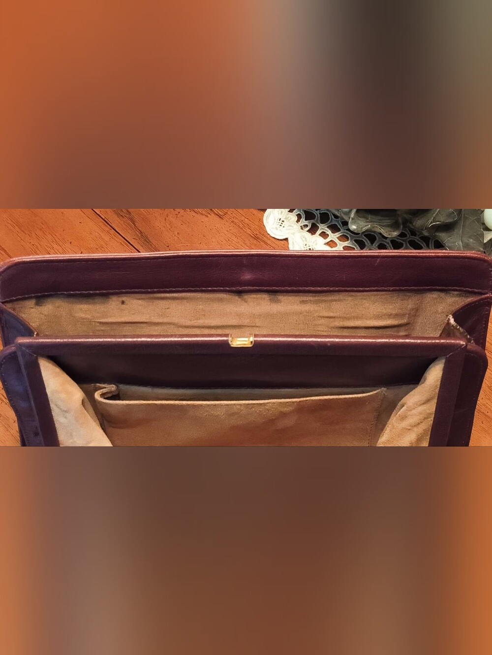 Vintage Burgundy Leather And Calf Hair Purse - Picture 15 of 16